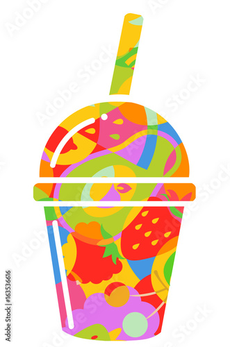 Colorful Fruits Juice Illus...