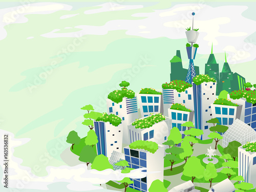 Eco Green Urban City Illustration