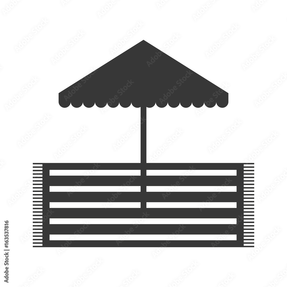 beach umbrella with rug vector illustration design