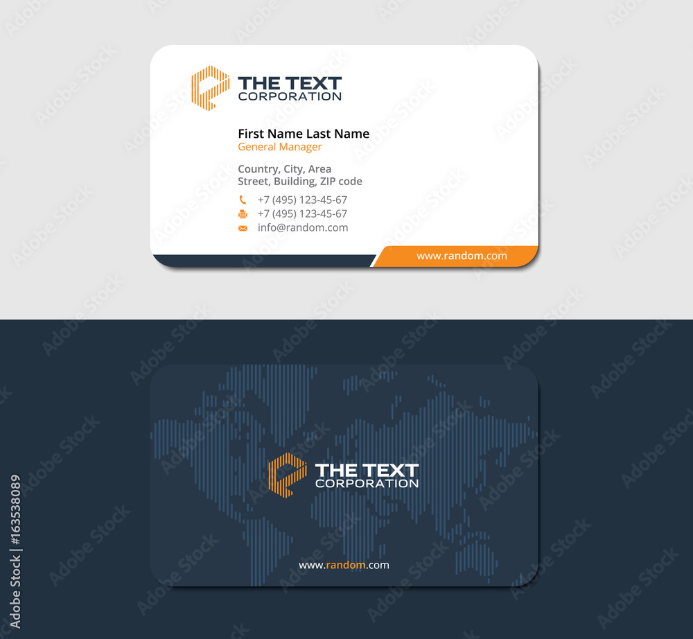 Obraz premium yellow creative business card with linear map