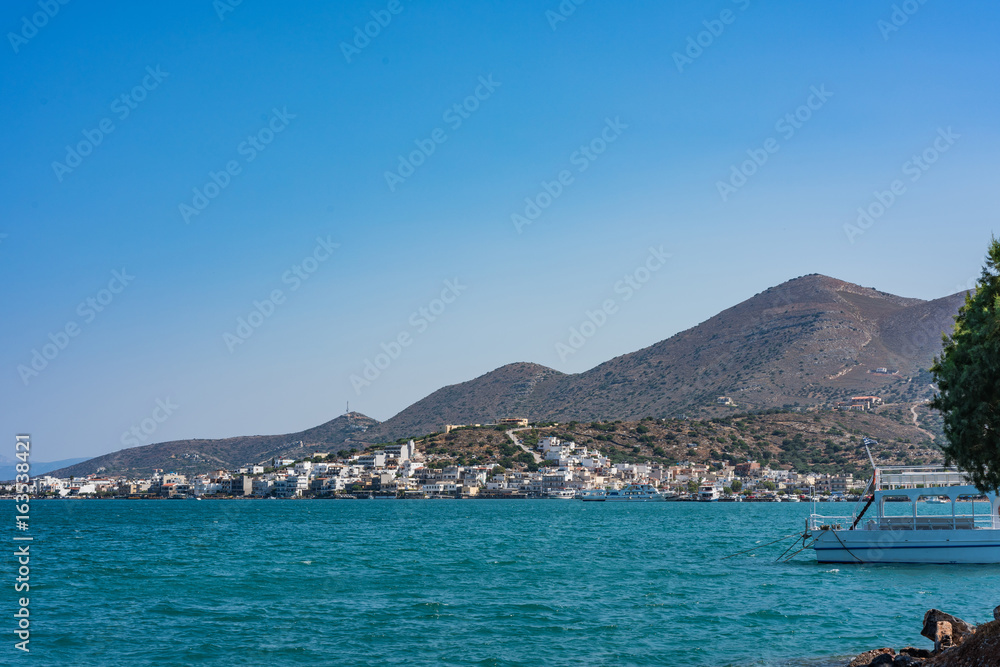 Elounda coast of Crete island in Greece