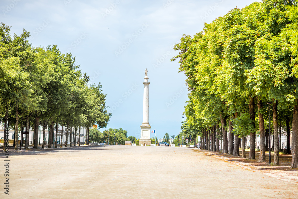 Morning view on the saint Pierre park with Louis column during the morning in Nantes city in France
