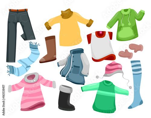 Winter Clothes Elements Ill...