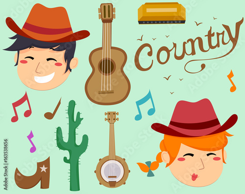 Country Music Elements Illu...