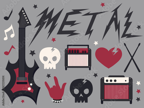 Metal Music Design Elements Illustration