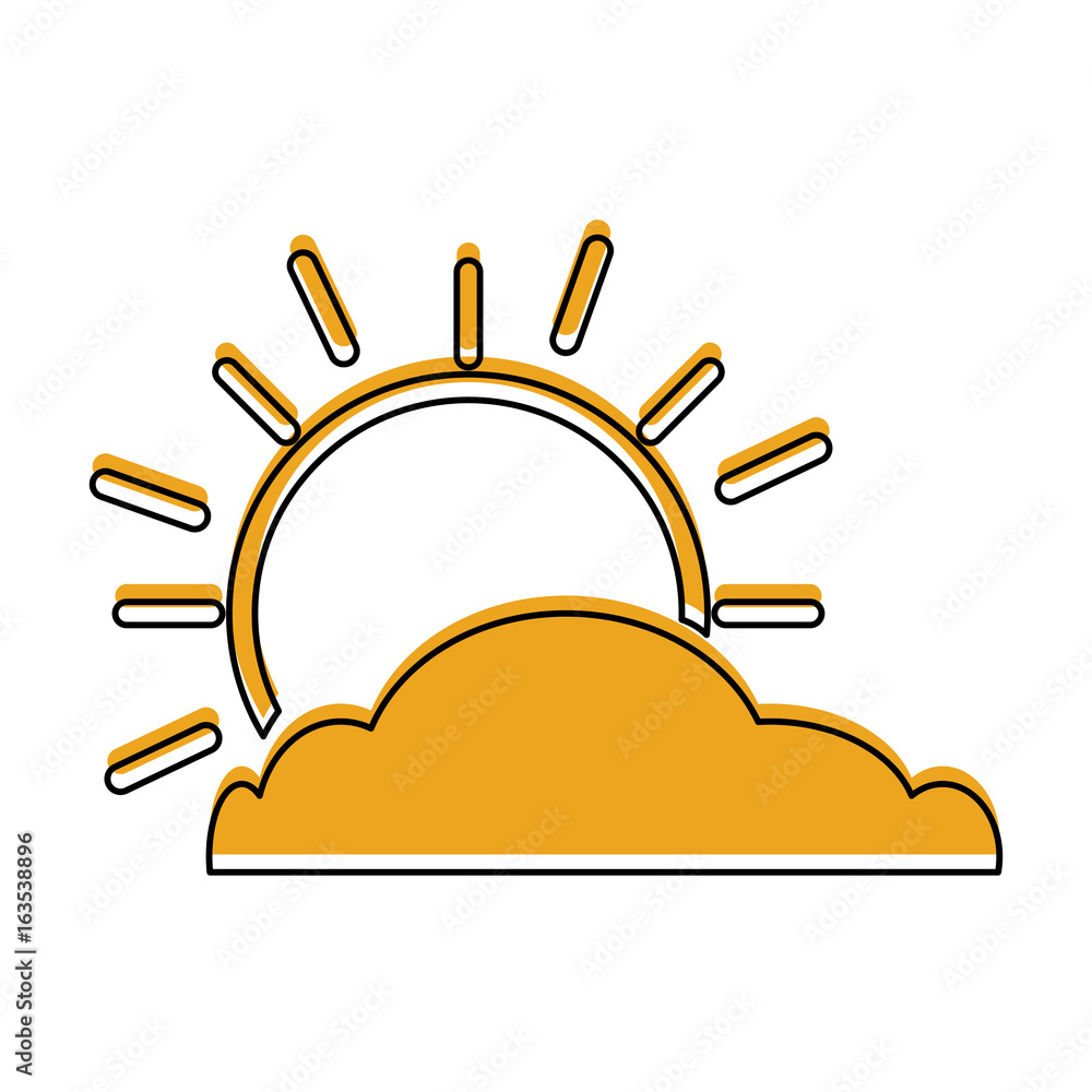 summer sun with cloud scene vector illustration design