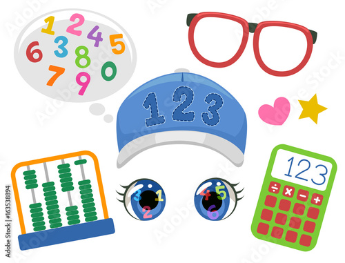 Funny Face Math Kid Elements Illustration