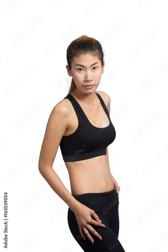 Growth portrait of fitness woman in sportswear. Growth portrait of fitness woman in sportswear.