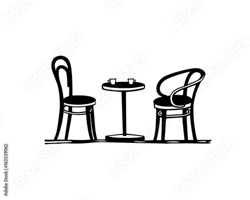 Cafe furniture illustration