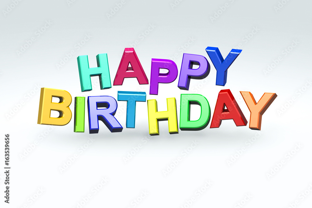 3D Illustration - colorful happy birthday letters 3D Illustration - colorful happy birthday letters