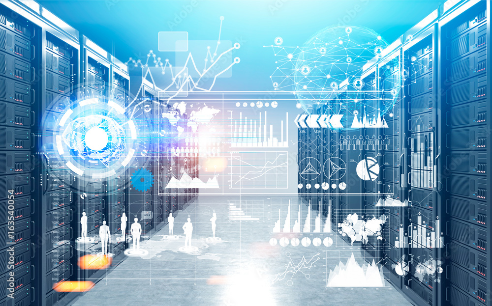 Obraz premium Server rom interior with HUD