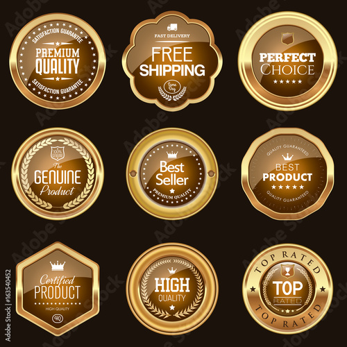 Set of luxury brown badges