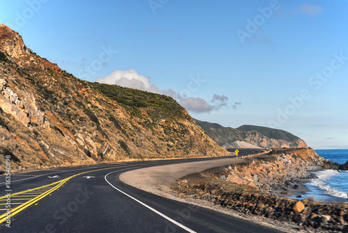 View of Pacific Coast Highway and the Pacific Ocean in Southern California  photo