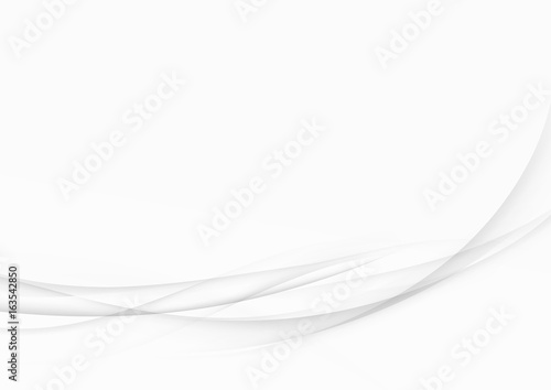 Minimalistic halftone greyscale lines layout. Grey elegant speed swoosh satin waves over white background
