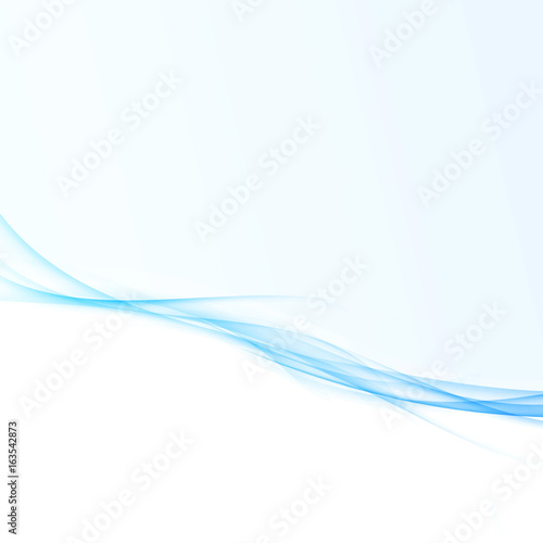 Blue wave lines design for business folder. Abstract graphic transparent futuristic high-tech swoosh gradient background. Smoke curve border