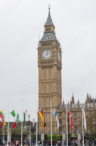 london, engalnd, 14/04/2017  Westminster , england, Big ben famous clock tower in westminster near the Houses of parliament. Tourist hotspot photo