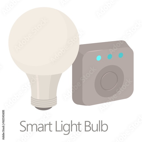 Smart light bulb icon, cartoon style