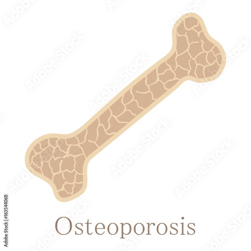 Osteoporosis bone icon, cartoon style