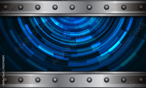 Background silver metallic with abstract circular pattern inside