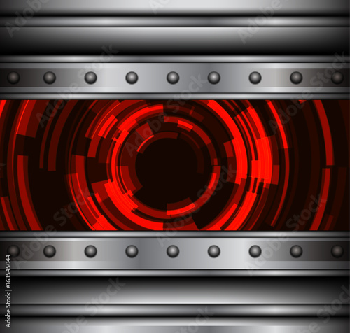 Background silver metallic with abstract circular pattern inside