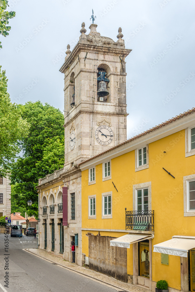 Bell tower and Church of Saint Martin in Sintra ,Portugal