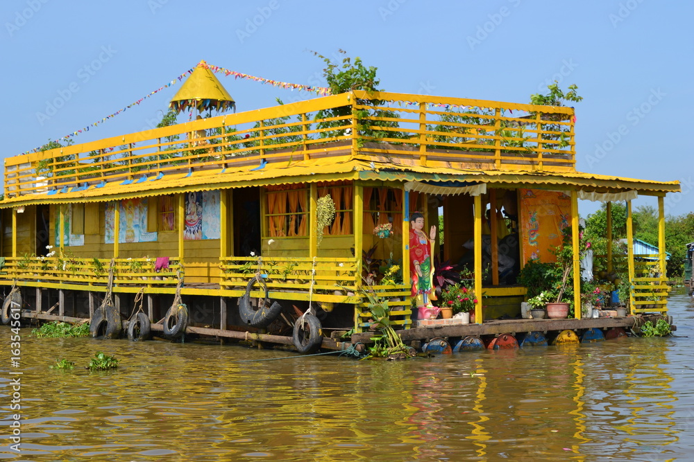 Buddhist temple on the water. Cambodia