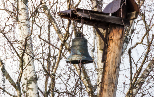 Russian church bell in the village of Palcevo, Russia. From Pyatnitsky convent. Bologoye district, Tver region. photo