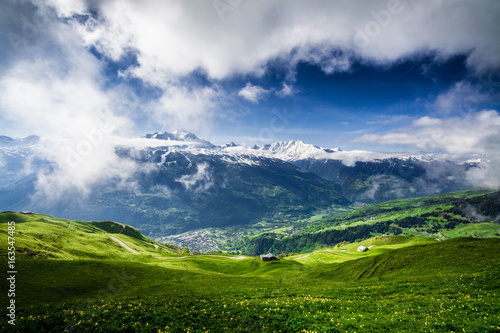 Magnificent view of the Tarentaise valley in the French Alps, above Bourg Saint-Maurice