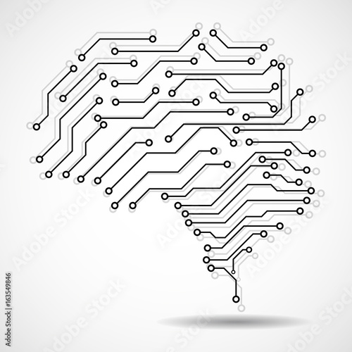Technological brain. Circuit board. Abstract vector background