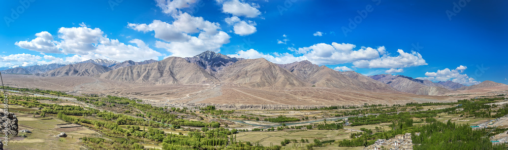 Panorama of a mountain ridge near the village of Alchi in Ladakh