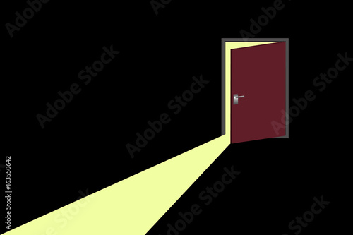 abstract door open and light shade on black room vector minimalist