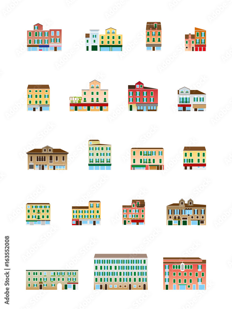 Venetian houses Set - Italian buildings Set