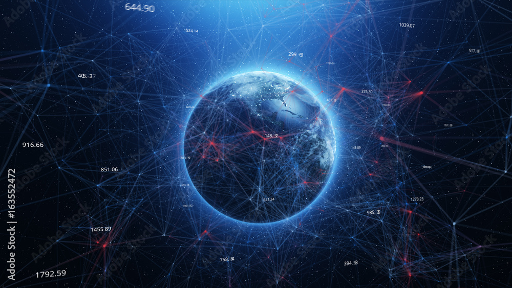 Abstract blue eart in space plexus background Abstract blue eart in space plexus background