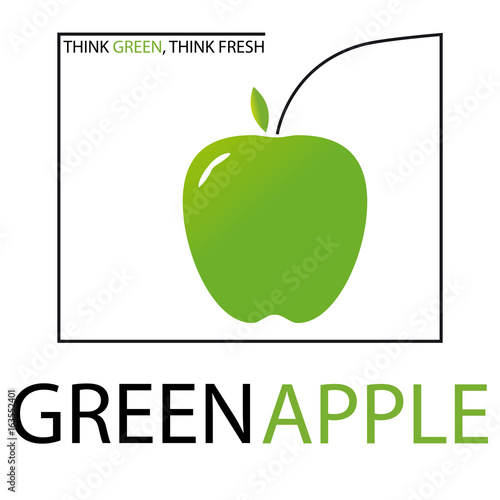 Logo - Grüner Apfel mit Rahmen und Text - Think green, Think fresh!