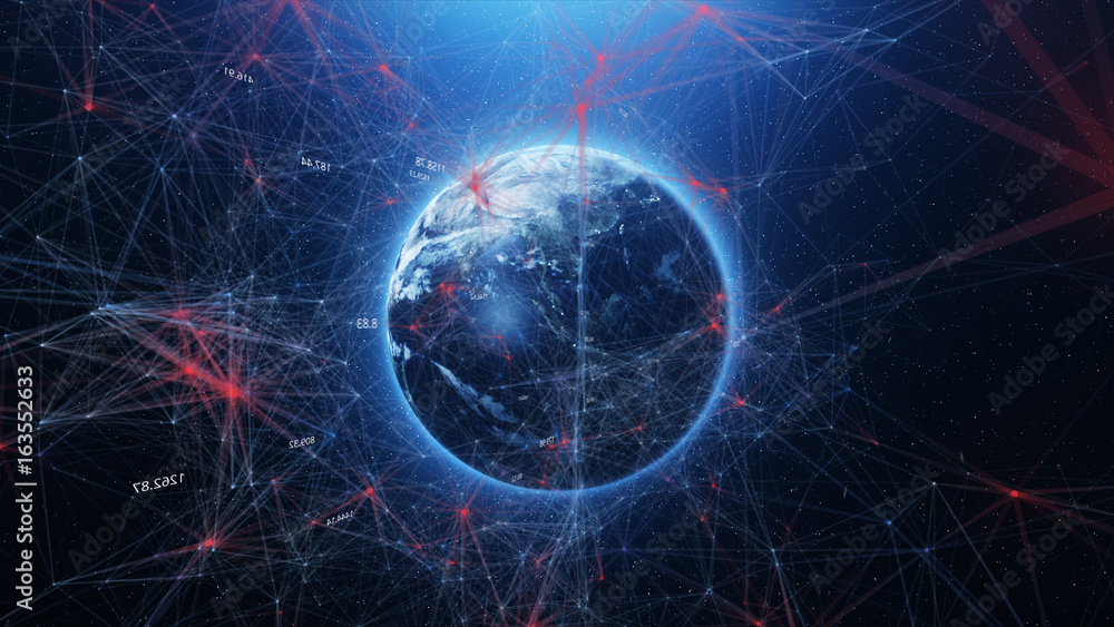 Obraz premium Abstract blue eart in space plexus background