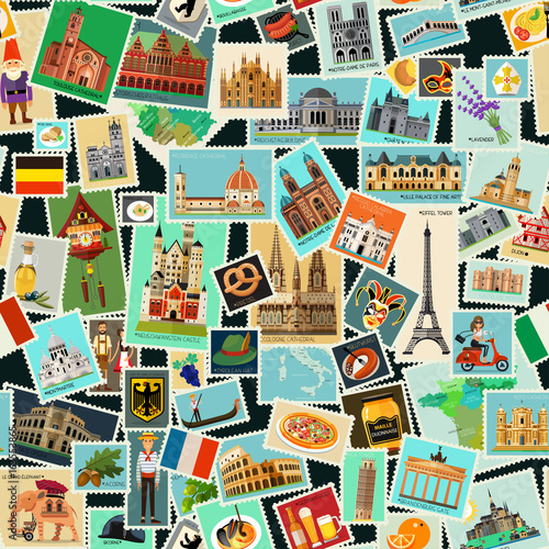 Postage stamps pattern