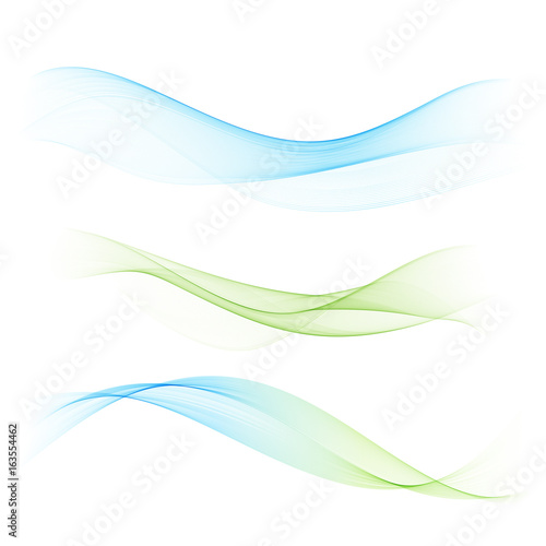 Abstract blue and green waves set © lesikvit