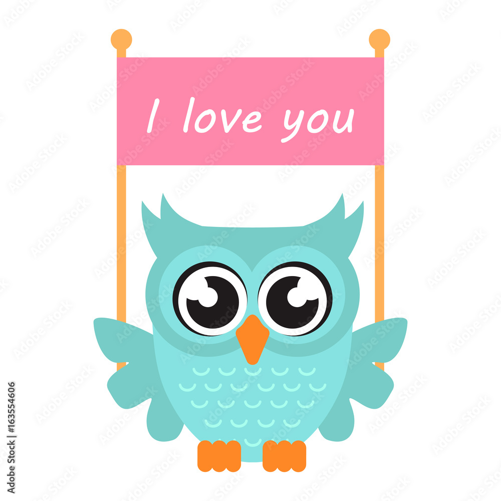cartoon owl with poster cartoon owl with poster