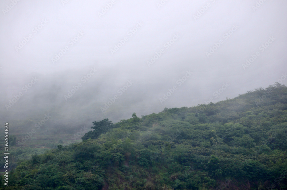 Countryside background in rain