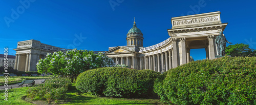 Kazan Cathedral Panorama in Saint Petersburg blue sky