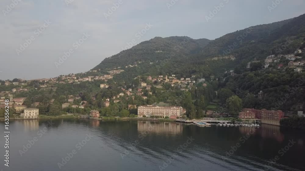 aerial view Town of Menaggio on lake Como, Milan, Italy aerial view Town of Menaggio on lake Como, Milan, Italy