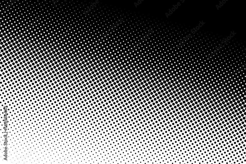 Gradient halftone dots background. Pop art template. Black and white