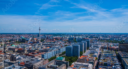 Beautiful top view of the skyline of Berlin - Germany with the Tv Tower and Berliner Dom. Berlin  Germany.