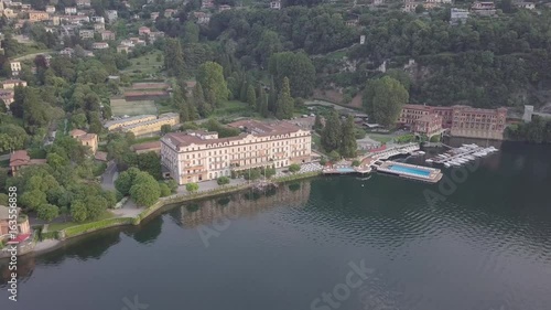 aerial view Town of Menaggio on lake Como, Milan, Italy photo