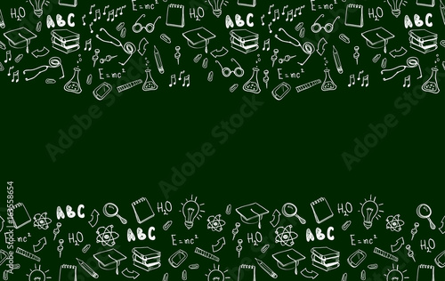 Seamless border with school elements. Back to school.