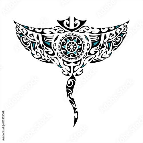 Maori style manta isolated on white background