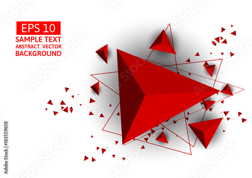 Red triangle abstract vector background with copy space
