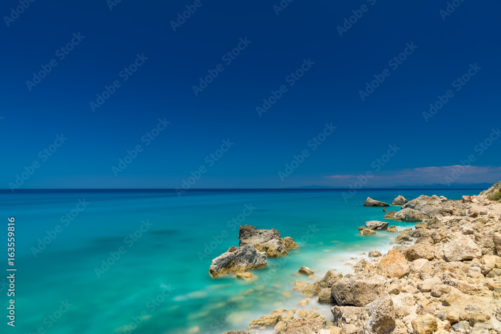 Megali Petra beach on Lefkas island Megali Petra beach on Lefkas island