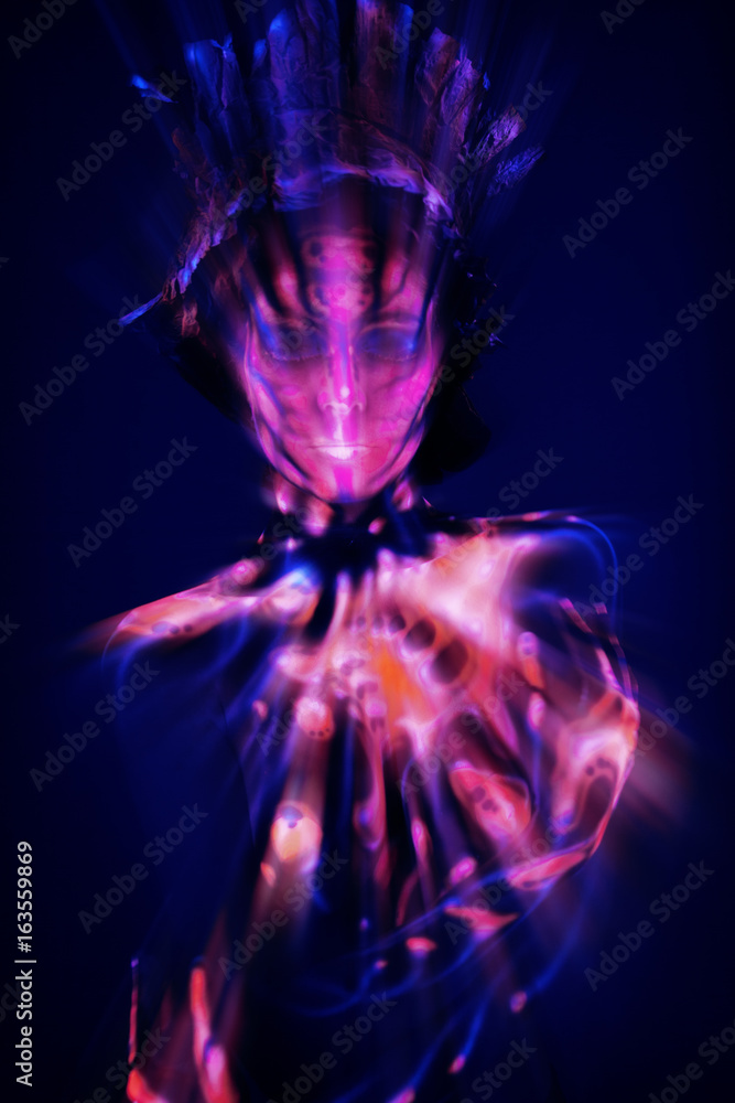 Obraz premium Freak girl in ultraviolet costume 