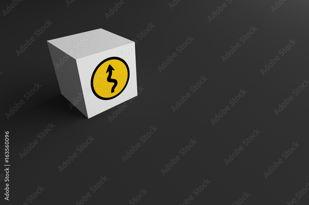 3D RENDERING OF ROAD SIGN ON WHITE BLOCK WITH GREY BACKGROUND 3D RENDERING OF ROAD SIGN ON WHITE BLOCK WITH GREY BACKGROUND